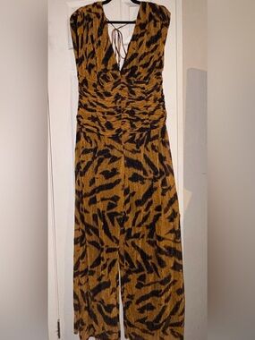 Women's Mustard Animal-Print Jumpsuit